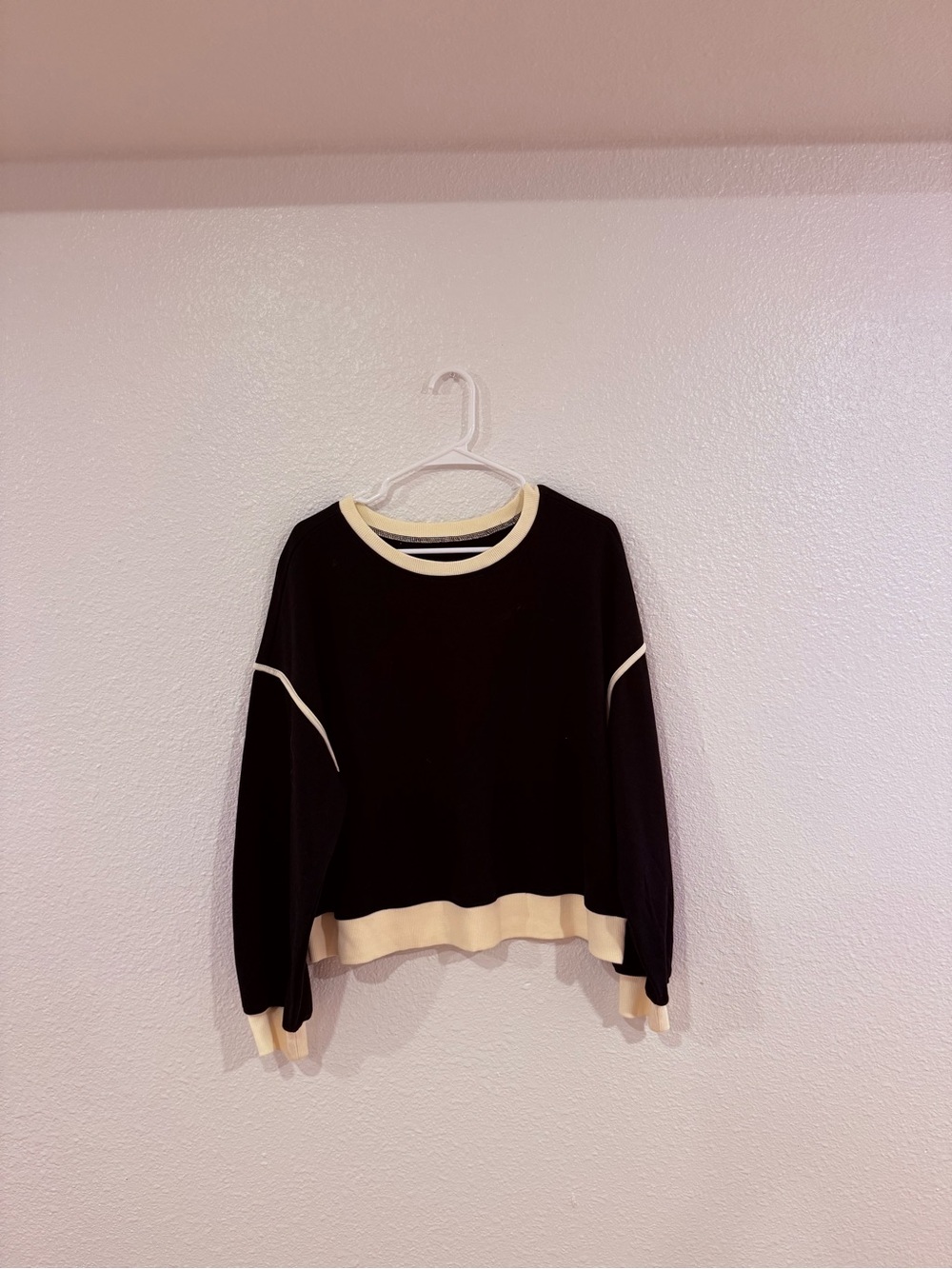 Amazon Black Pullover Sweatshirt with Cream Trim